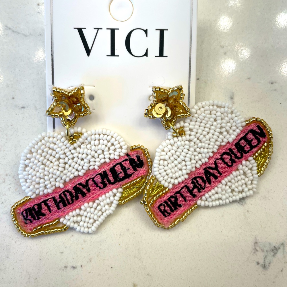 Birthday Queen Beaded Earrings